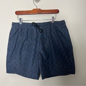 Theory Men’s Swim Trunks Bathing Suit Board Shorts Dark Blue Print Large 470